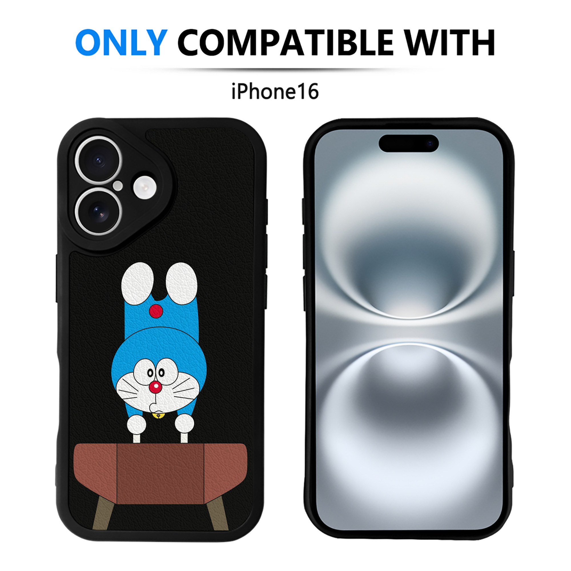 （画像用） ドラえもん Doraemon 【iPhone 16シリーズ対応】シリコンスマホケース（レザー調） 材質：シリコン